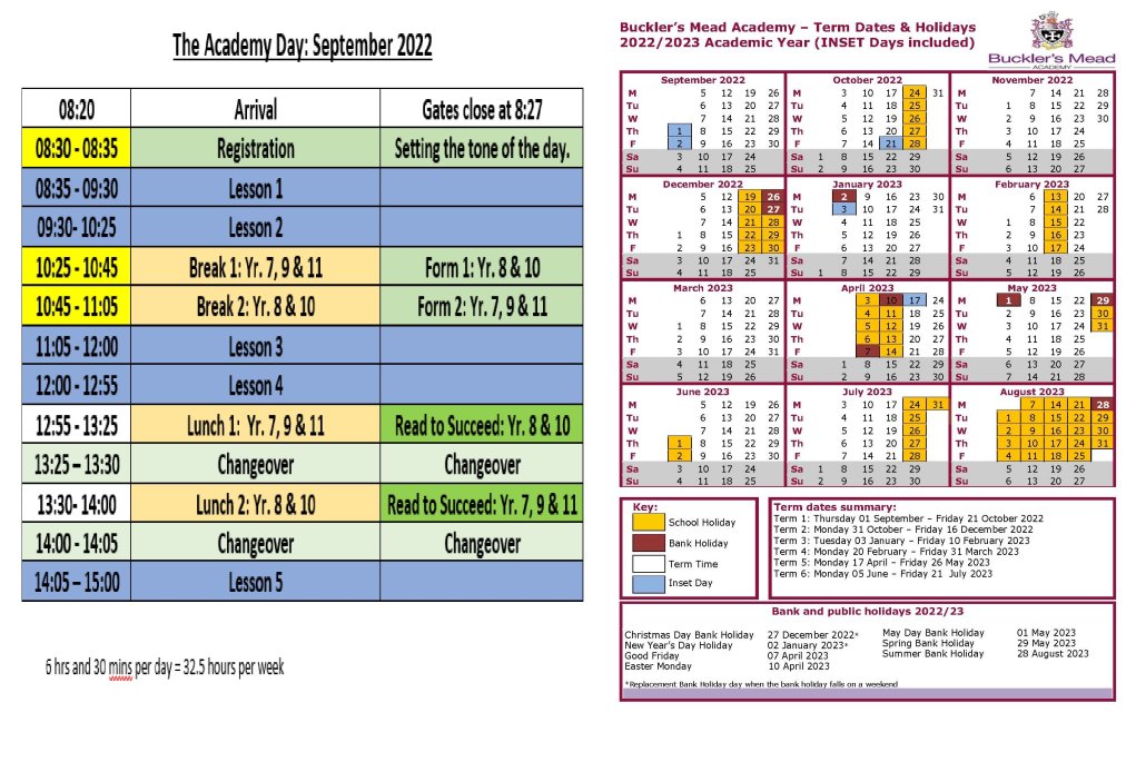 Academy Day and Term Dates 22-23