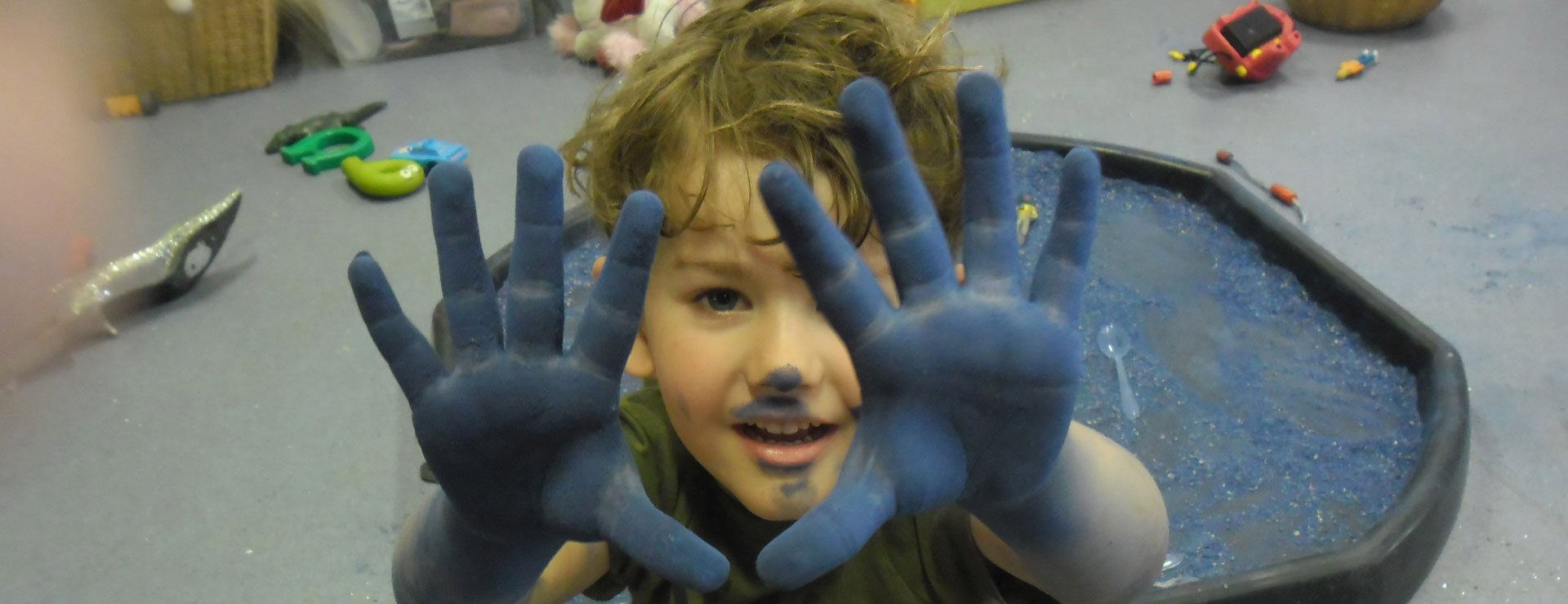 blue hands