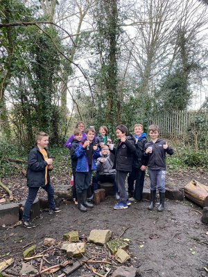 At the end of last term pupils in Year 5 were treated to a cup of hot chocolate to keep them warm during forest school. Here are some photos of Rowen class enjoying theirs, complete with marshmallows!