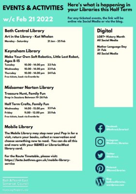 If you are looking for something to do over half term take a look at the activities taking place in our local library.
